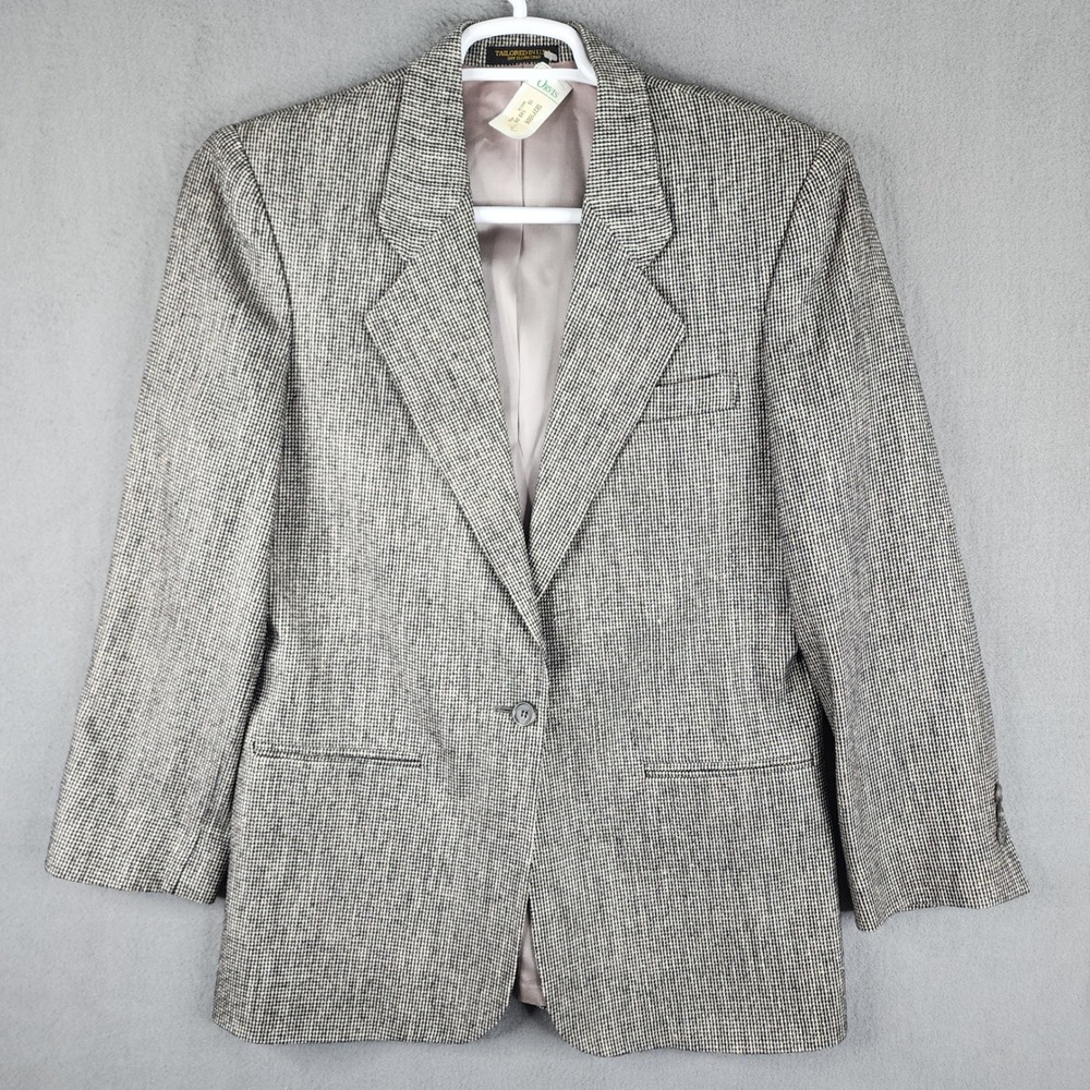 Orvis Womens Blazer 6 Regular Single Button Houndstooth Wool Blend Tailored USA